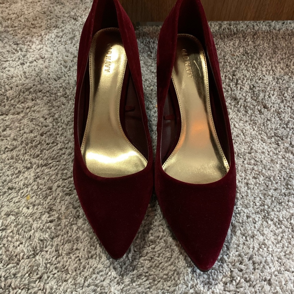 Dark Red Velvet Heels